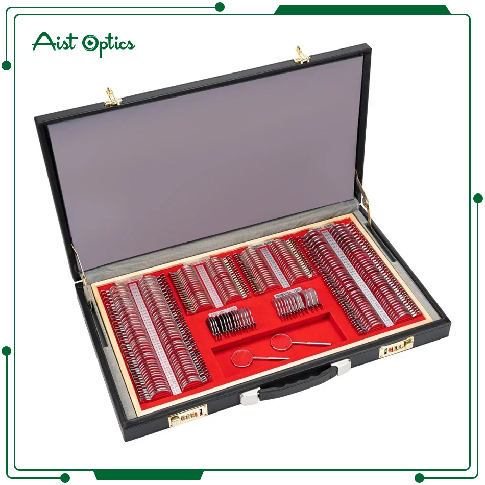 JS-266-Piece Ophthalmic A-Grade Lens Set with Leather Case, High-Quality Optometry Equipment, Optical Metal Rim Trial Lenses