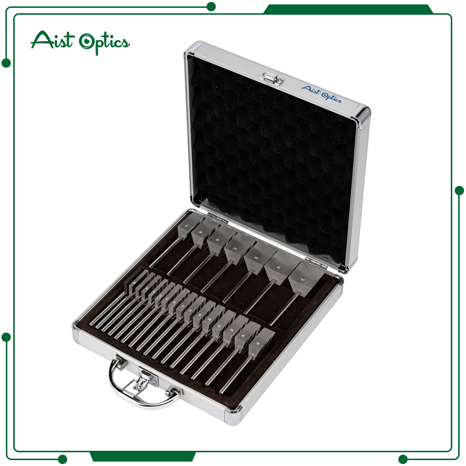 HLS22 Ophthalmic Optical Optometry Glass K9 Loose Prism Bars Stainless Steel Handle Kit Set Aluminum Case Packed