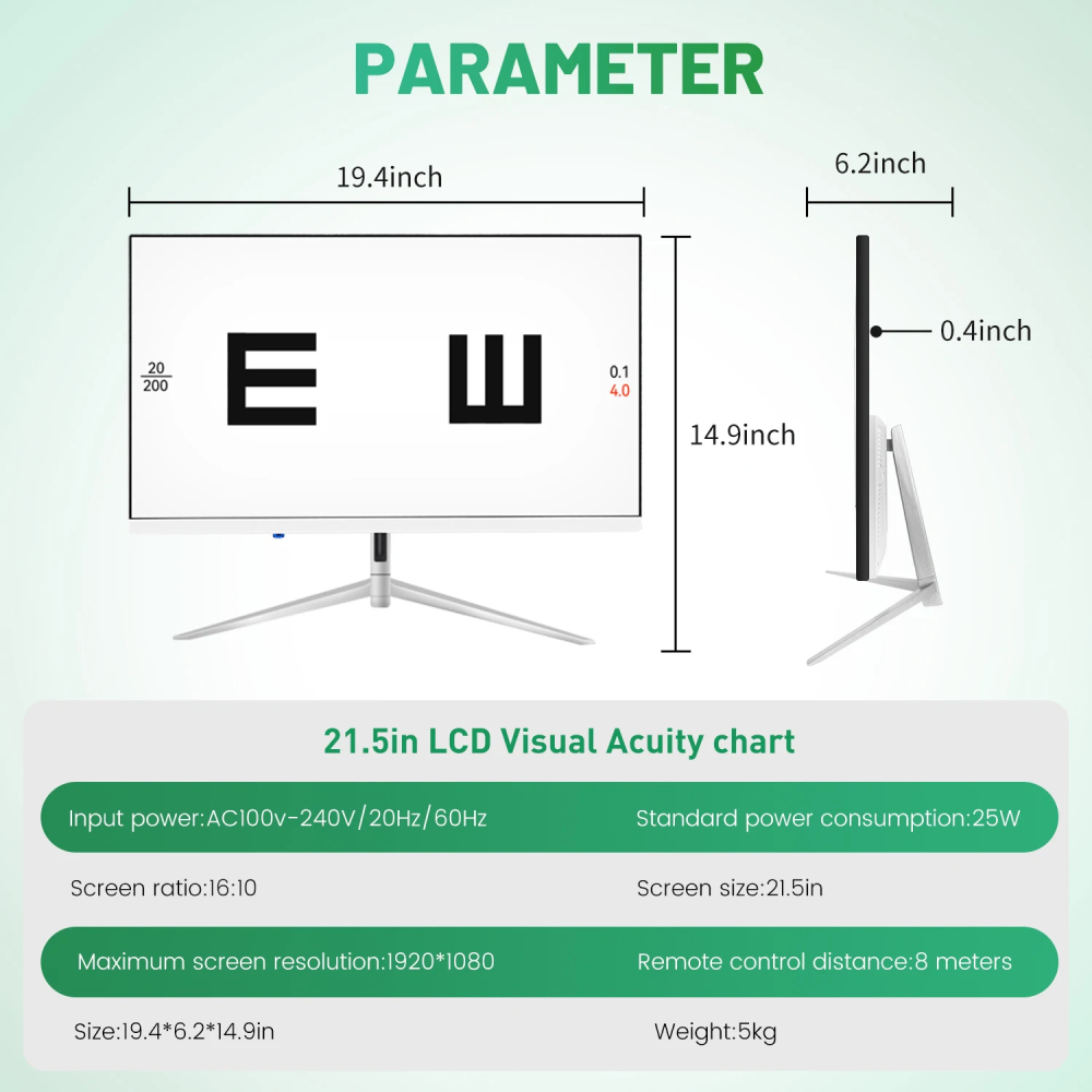 K215F 21.5 Inch HD LCD Visual Acuity Chart Vision Test Projecter Monitor for Ophthalmic Exam