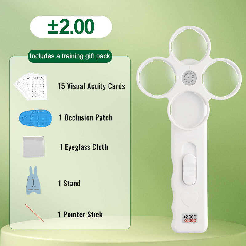 Vision Therapy Training Kit for Children Eye Correction Tool with Semi Automatic Mirror Flipper 15 Visual Acuity Cards Occlusion Patch Pointer Stick Stand Eyeglass Cloth Scientific Eye Exercise Set