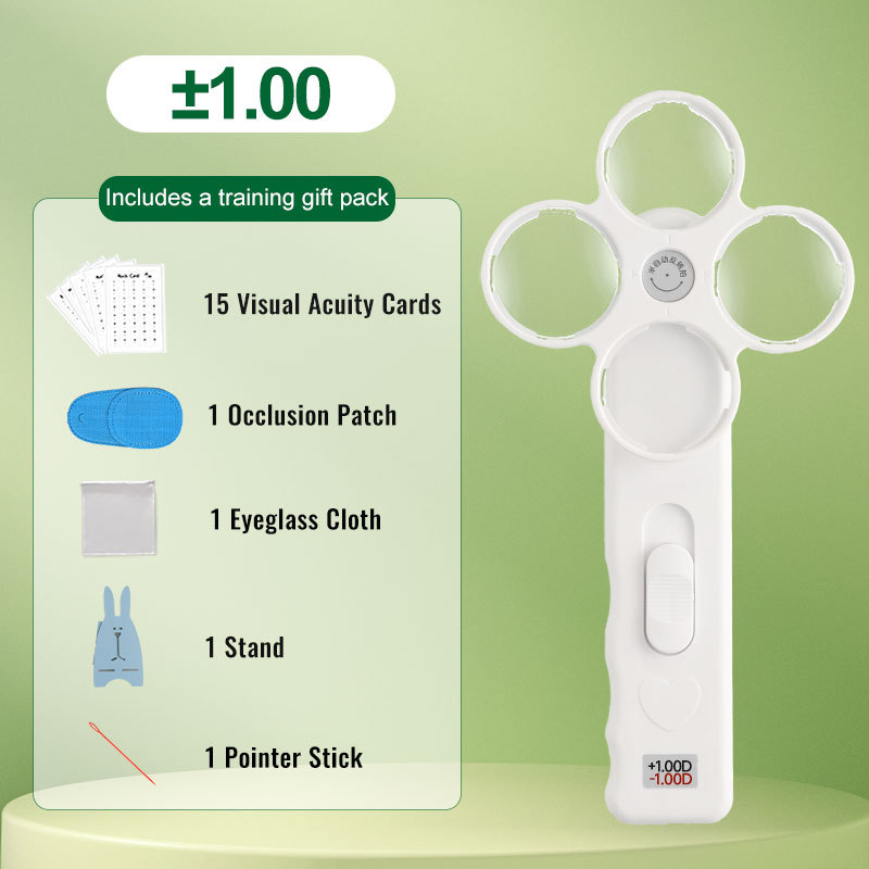 Vision Therapy Training Kit for Children Eye Correction Tool with Semi Automatic Mirror Flipper 15 Visual Acuity Cards Occlusion Patch Pointer Stick Stand Eyeglass Cloth Scientific Eye Exercise Set