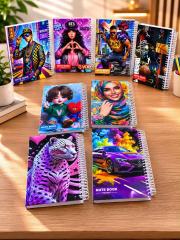 Trendy Graffiti Art Spiral Notebook, Cool Cartoon & Sports Car Printed Coil Journal for Students