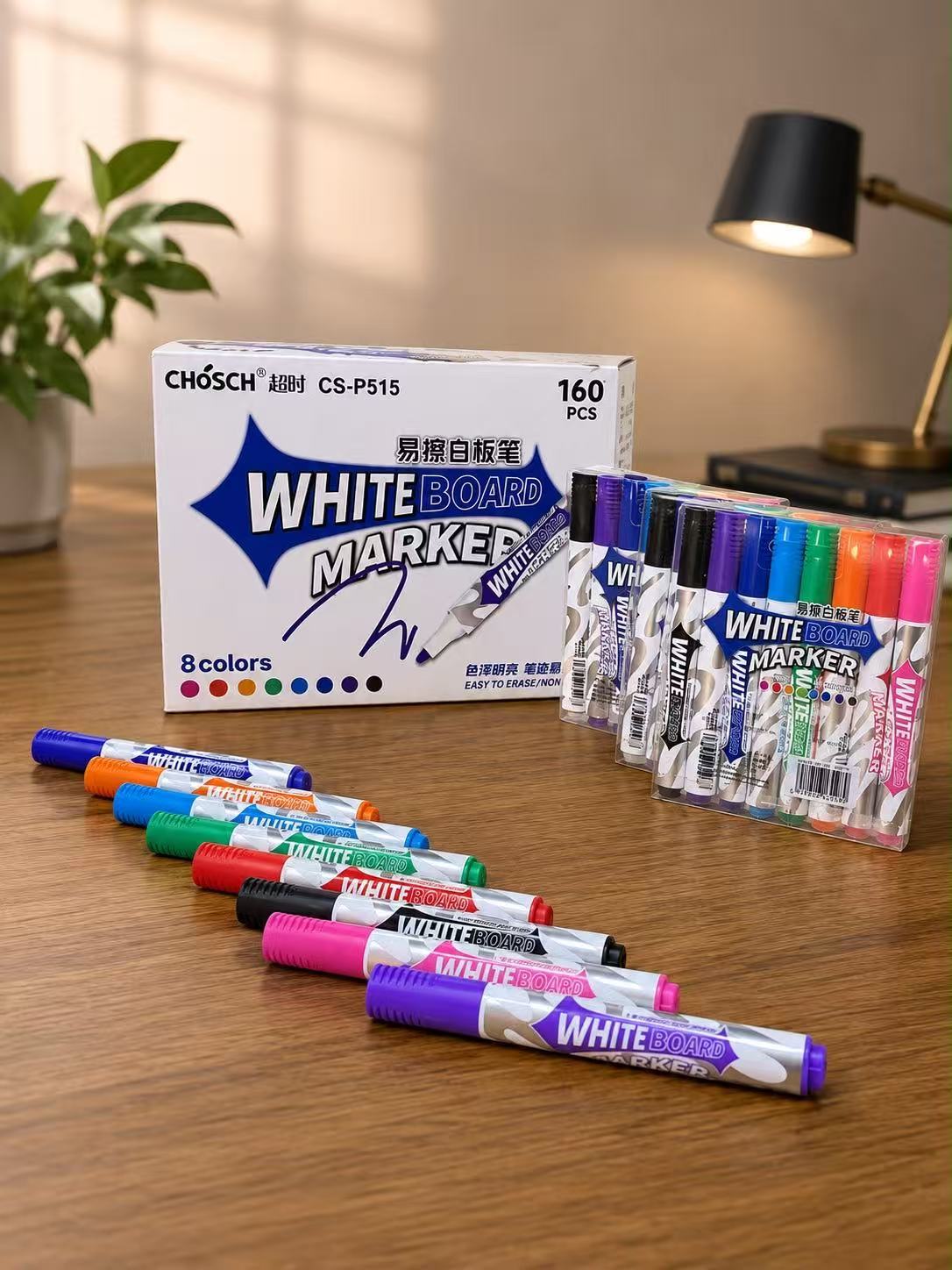 8 Colors Dry Erase Whiteboard Marker Pen Set, Easy Wipe Off White Board Markers