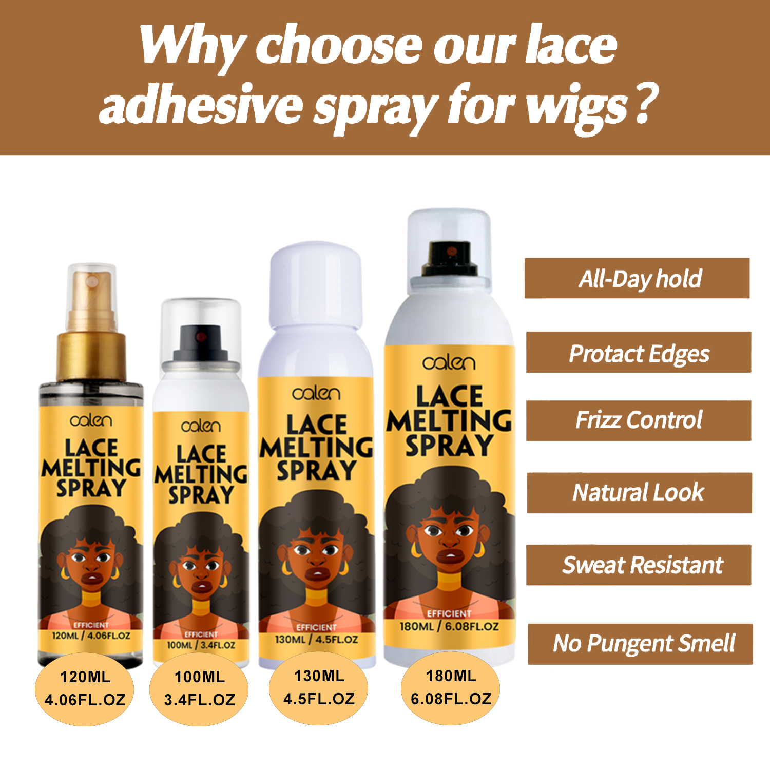 Luxfume Private Label Fast Dry Lace Glue Extreme Hold Lace Melt Spray,oalen cosmetics