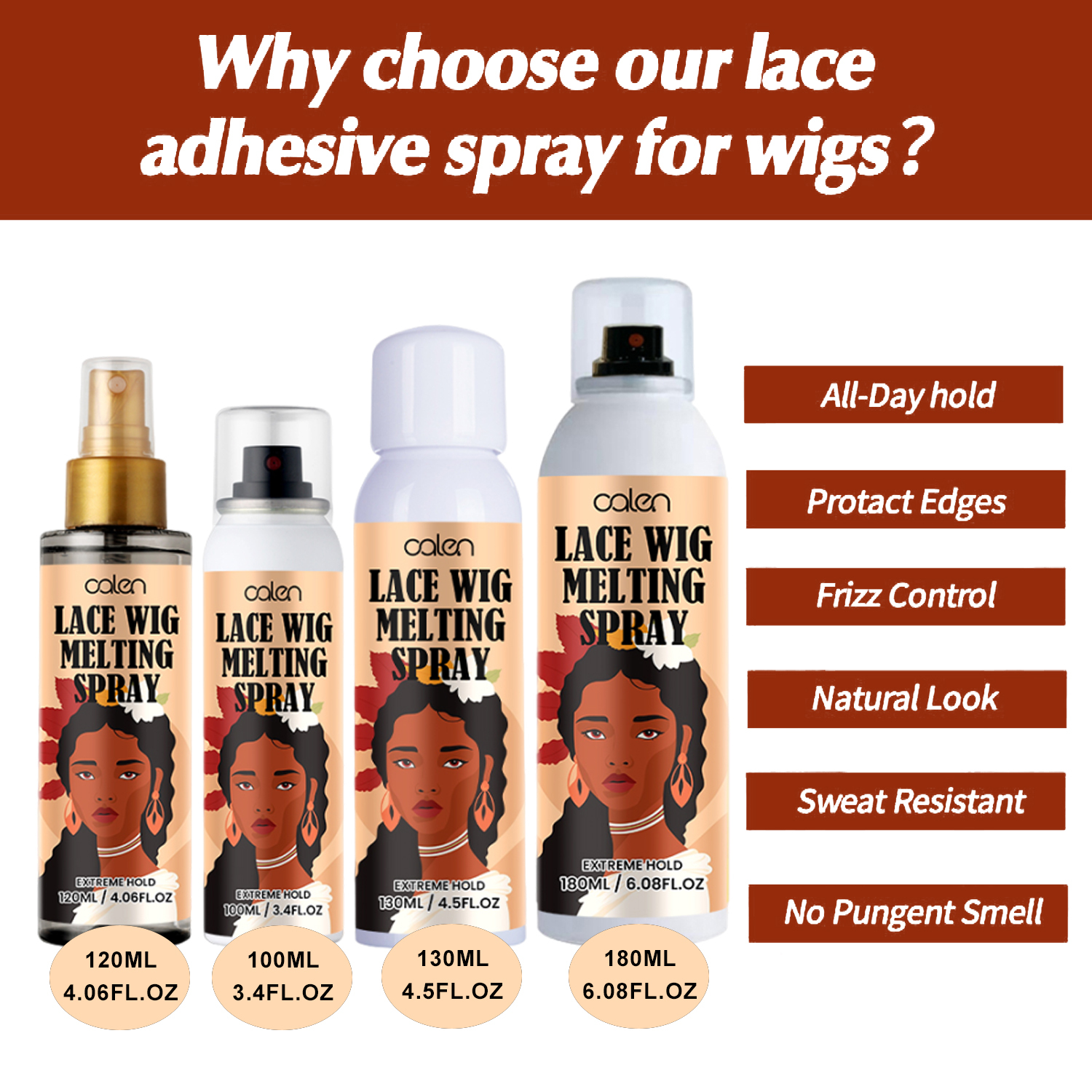 Oalen 120ml Glueless Bond Extreme Hold Glueless Lace Wig Adhesive Melt Spray,oalen cosmetics