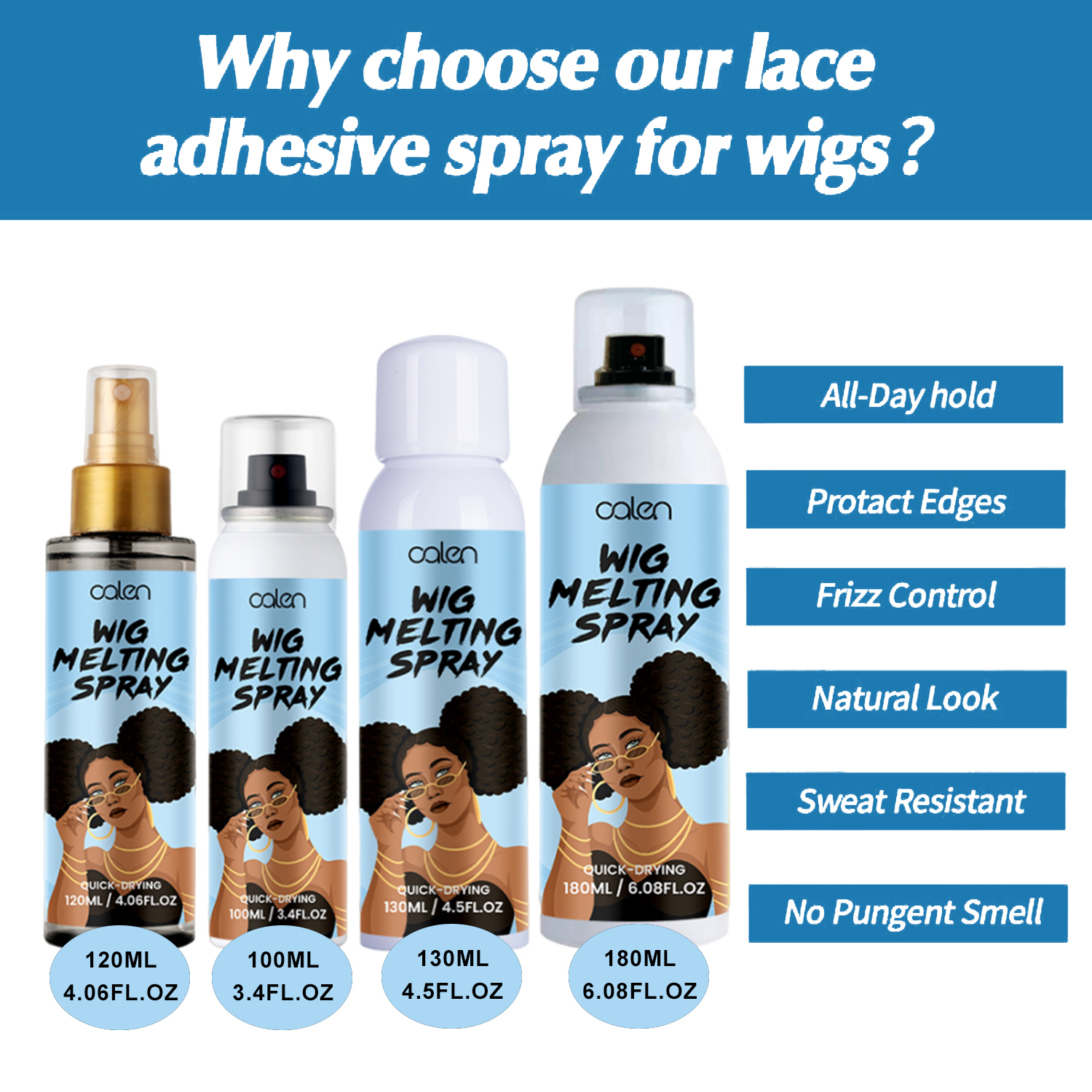 Oalen 180ML Protect Edge Hairline Appear Natural Lace Securing Melt Spray,MY SHOP