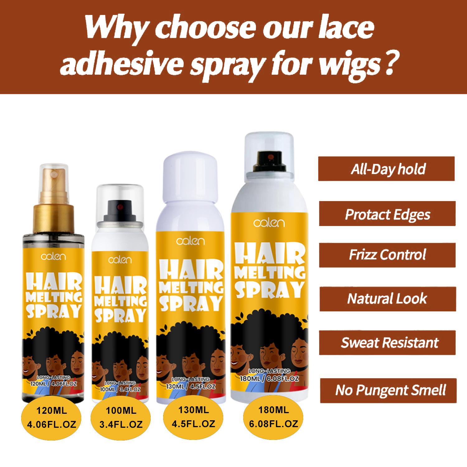 Oalen Private Label Quick Dry Hair Temporary Extreme Hold Wig Lace Adhesive Spray 4 Sizes,MY SHOP