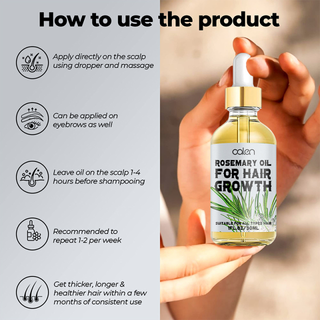 Oalen 30ML Wholesale Hair Growth Oganic Rosemary Oil,oalen cosmetics