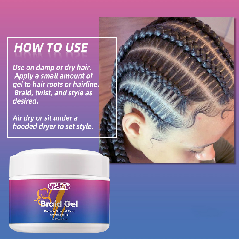 Style Wave Pomade Extreme Hold No Flaking or Drying Braid Gel,oalen cosmetics