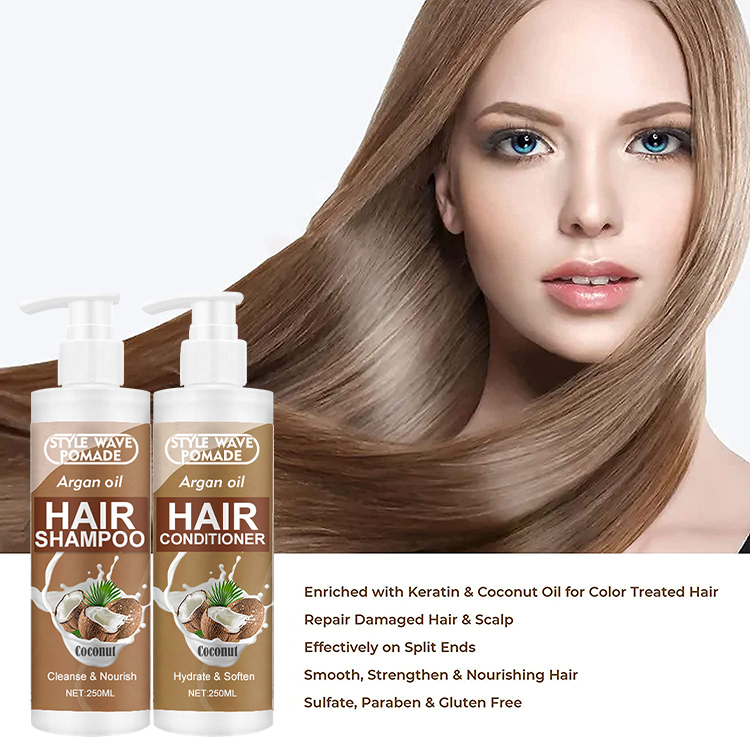 Style Wave Pomade Moisturizing Repair Hair Coconut Shampoo and Conditioner,oalen cosmetics