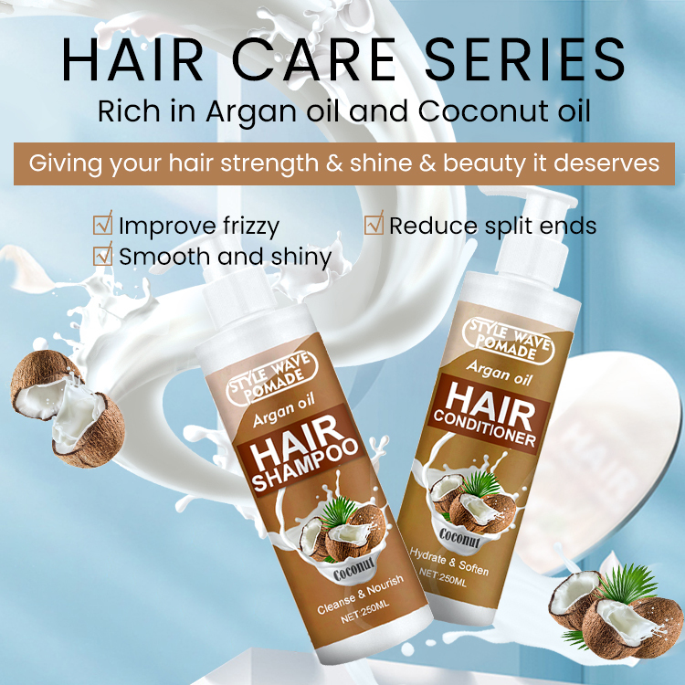 Style Wave Pomade Moisturizing Repair Hair Coconut Shampoo and Conditioner,oalen cosmetics