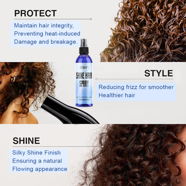 Luxfume OEM 100ml 3.5oz Instant Gloss Finishing Shine Spray For Silky Smooth Hair,oalen cosmetics