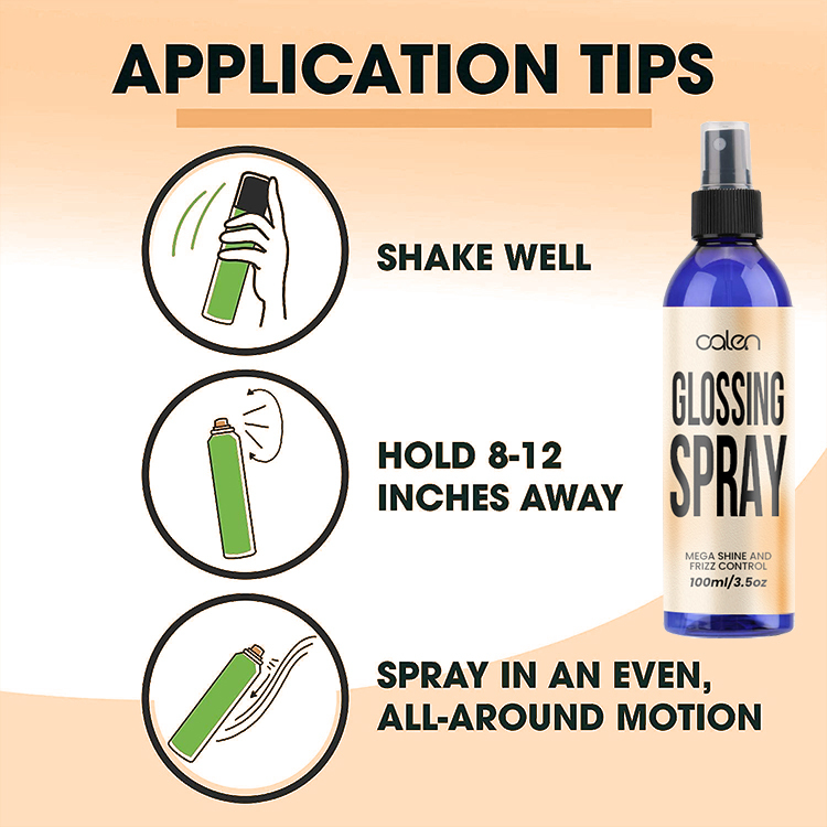 Oalen Custom Logo Mega Shine Frizz Control Hydrating Hair Shine Spray For All Hair Types,oalen cosmetics