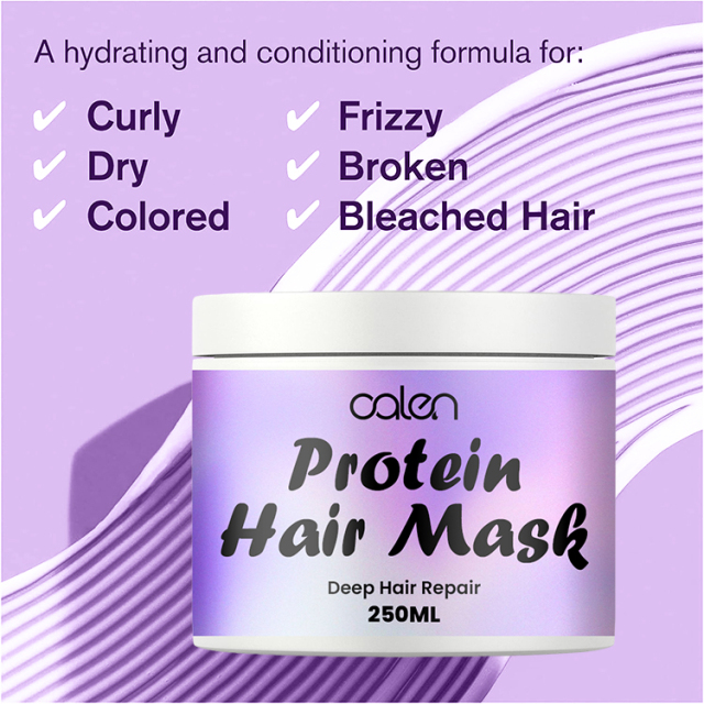 Oalen 250ml OEM ODM Leaves Hair Frizz Free And Smooth Deep Hair Repair Protein Hair Mask,oalen cosmetics