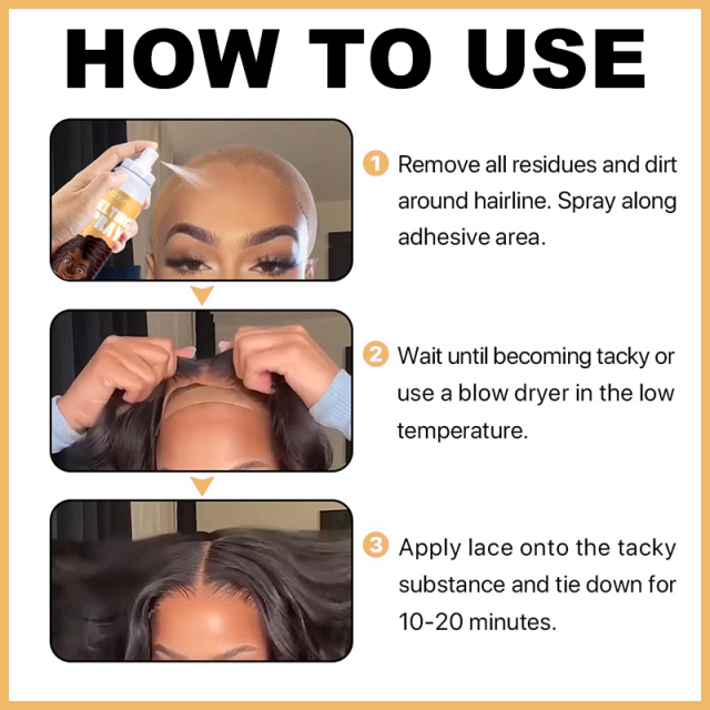 Oalen 130ml Powerful Hold Glueless Wig Install Waterproof Bonding Hair Glue Spray For Wigs,MY SHOP