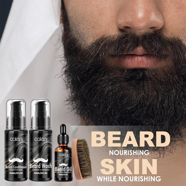 Oalen OEM ODM Complete Stimulate Beard Growth Oil Beard Care Kit for Spot Patchy Beard,oalen cosmetics
