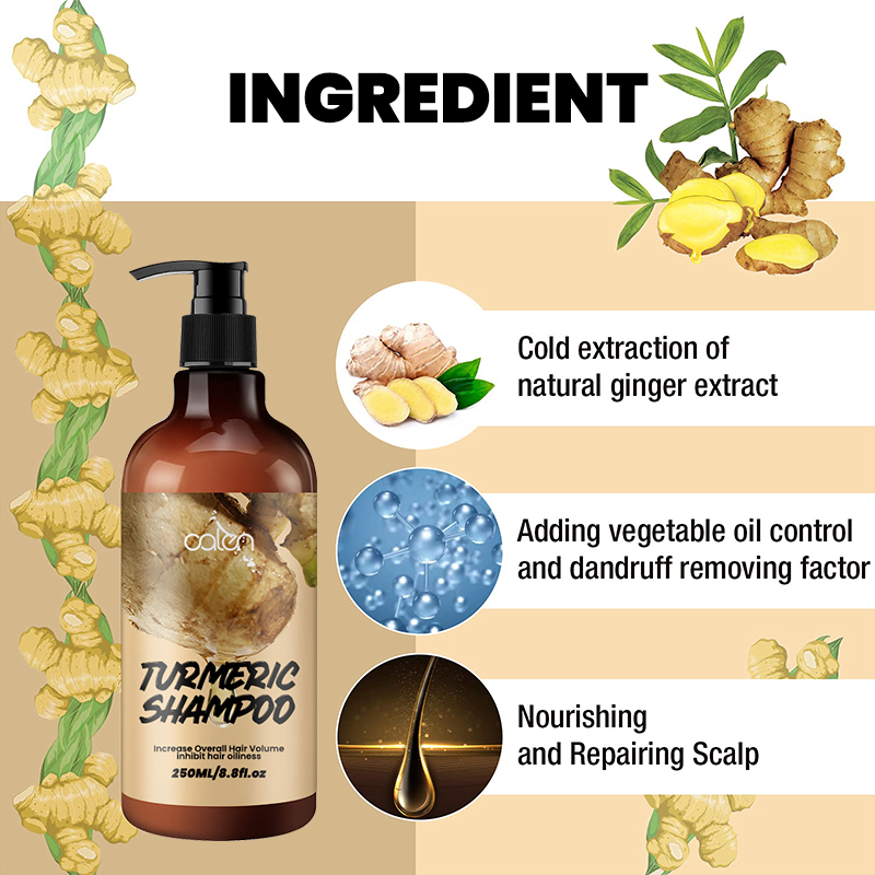 250ml Oalen OEM Promote Hair Growth Herbal Turmeric Ginger Shampoo,oalen cosmetics