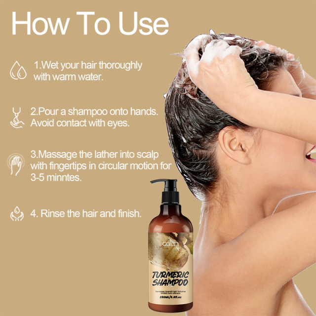 250ml Oalen OEM Promote Hair Growth Herbal Turmeric Ginger Shampoo,oalen cosmetics
