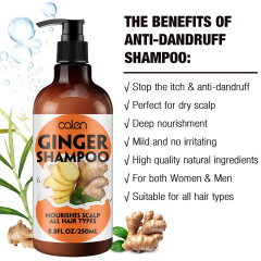 Oalen 250ml Nutrient Rich Scalp Radiant Ginger Hair Growth Shampoo,MY SHOP