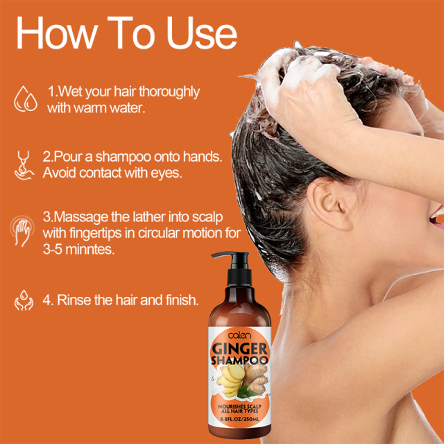 Oalen 250ml Nutrient Rich Scalp Radiant Ginger Hair Growth Shampoo,MY SHOP