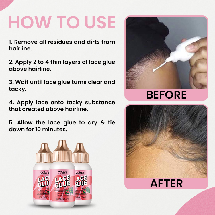 Oalen 38ml OEM Watermelon Long Lasting Hold Invisible Wig Lace Glue,oalen cosmetics