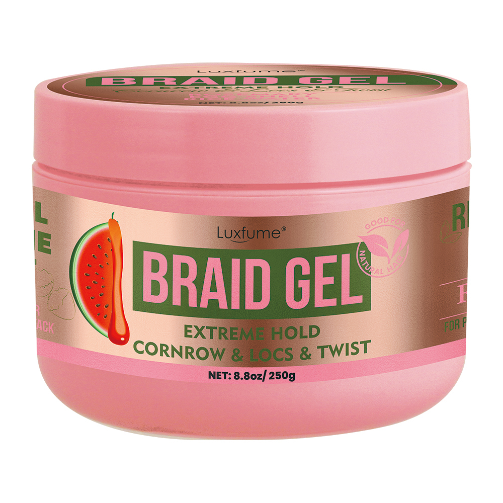 Luxfume 250g 8.8oz Private Label Hydrating Sweatproof Hair Gel Watermelon African Braid Styling Gel,MY SHOP