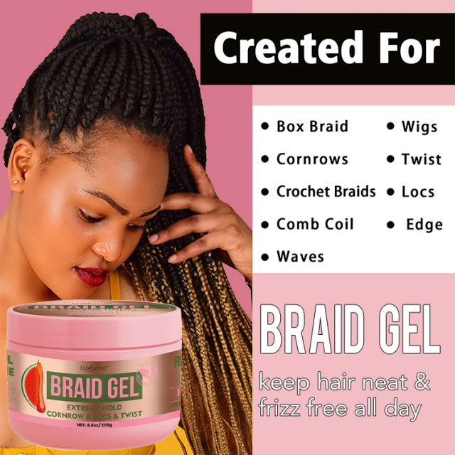 Luxfume 250g 8.8oz Private Label Hydrating Sweatproof Hair Gel Watermelon African Braid Styling Gel,MY SHOP