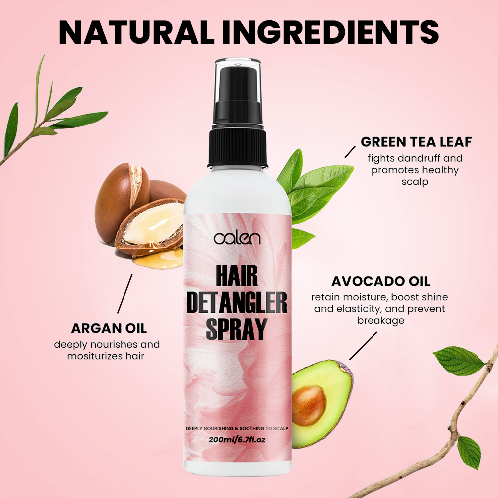 Luxfume Private Label 200ml 6.7oz Antioxidant Nourishing Natural Leave-In Hair Conditioning Detangler Spray for Damaged Hair,oalen cosmetics