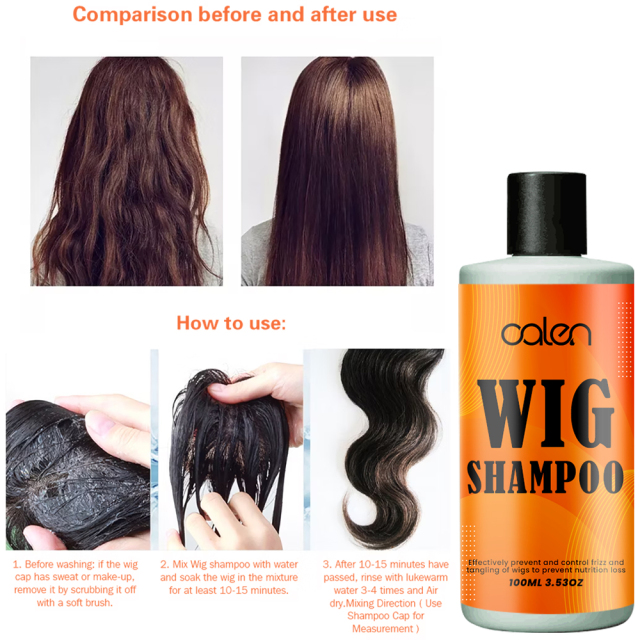 Wig shampoo for human and synthetic wigs Cleans, conditions and smoothes shampoo,oalen cosmetics