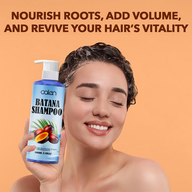 repairs damaged hair, promotes healthy hair growth, enhances natural luster, says goodbye to dry and dull hair batana shampoo,oalen cosmetics