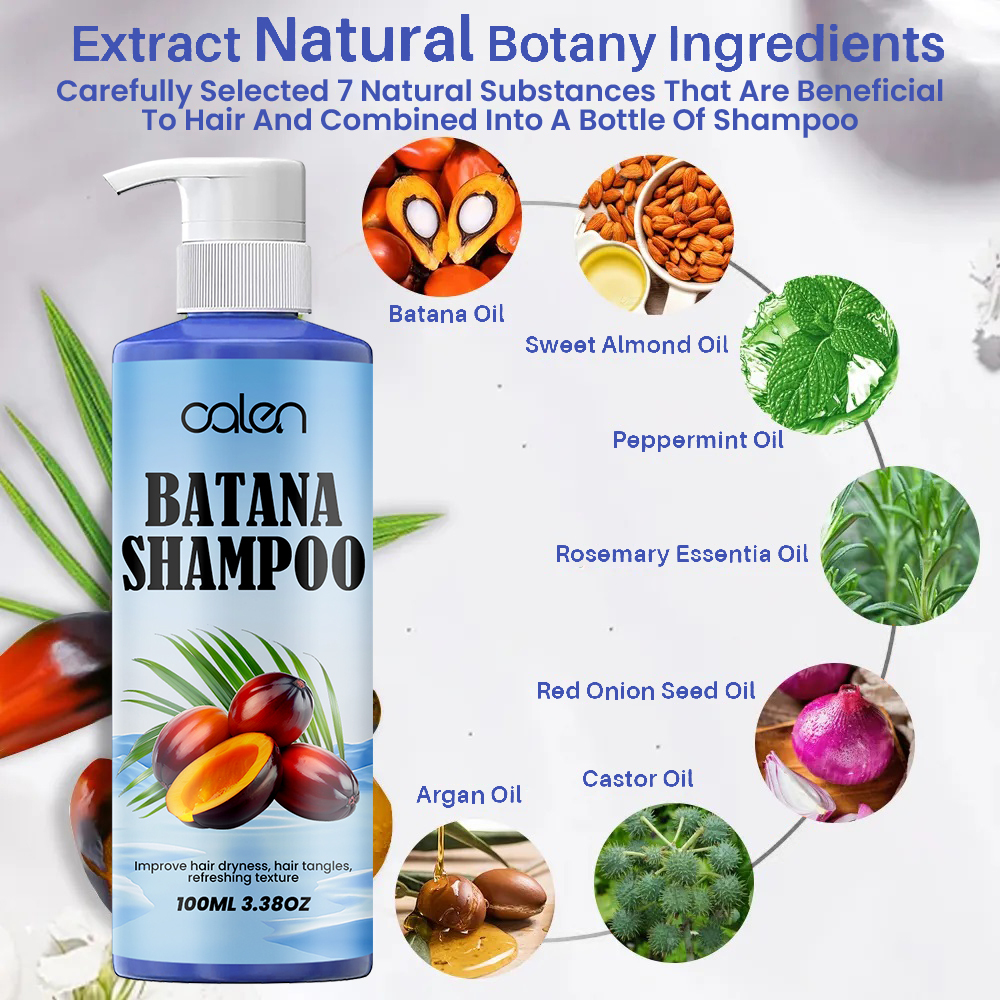 repairs damaged hair, promotes healthy hair growth, enhances natural luster, says goodbye to dry and dull hair batana shampoo,oalen cosmetics
