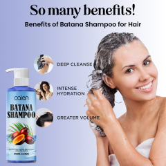 repairs damaged hair, promotes healthy hair growth, enhances natural luster, says goodbye to dry and dull hair batana shampoo,oalen cosmetics