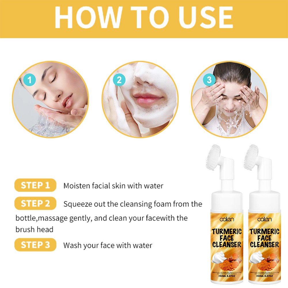 Clean Face Hydrate Dry Rough Skin Turmeric Cleanser,oalen cosmetics