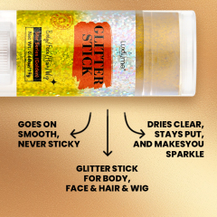 Luxfume 19g Gold Body Glitter Stick Waterproof Face Glitter Gel Sparkle Moisturizing Herbal Body Glitter for Women and Kids,oalen cosmetics