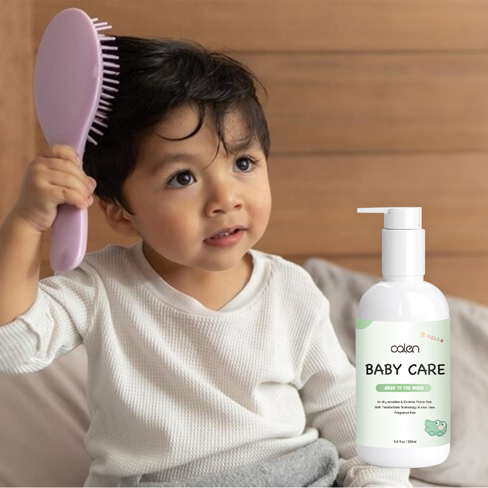 Wholesale 250ml Herbal Nourishing Moisturizer for Kids Anti-Frizz Shining Baby Curly Hair Conditioner and Shampoo,oalen cosmetics
