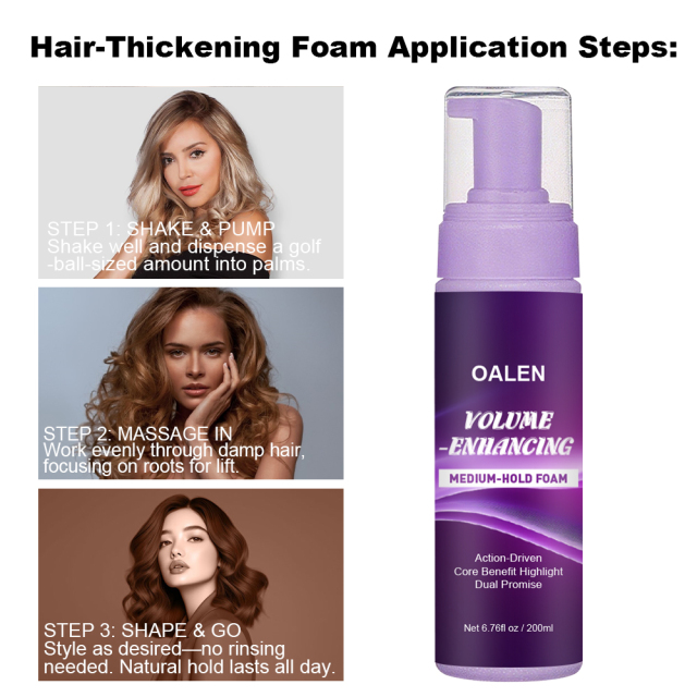 Hot Private Label Organic Oil Shea Wrap Me Foaming Volume Enhancing Curl Mousse Strong Styling Product for Curly Hair,oalen cosmetics