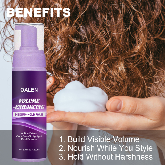 Hot Private Label Organic Oil Shea Wrap Me Foaming Volume Enhancing Curl Mousse Strong Styling Product for Curly Hair,oalen cosmetics