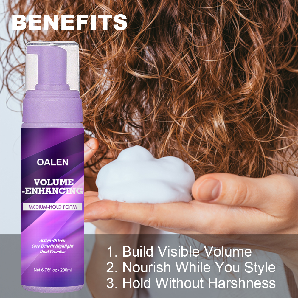 Organic Curl Foam Moisturizing Anti-Frizz Volume Enhancing Curl Mousse Hair Mousse Enhancing Curly Hair Styling Effect,oalen cosmetics