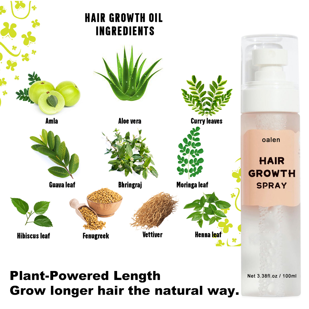 Herbal Hair Growth Serum Spray Hair Care Leave in Oil Free Lightweight Absorbs Quickly Biotin Rosemary Hair Growth Spray,oalen cosmetics