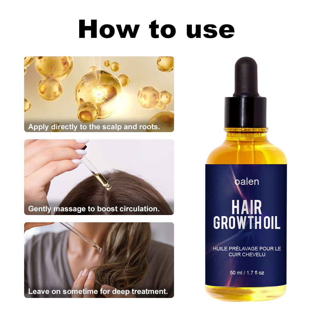 50ml Natural Organic Herbal Hair Growth Oil Serum Rosemary Castor Scalp Strengthening,oalen cosmetics