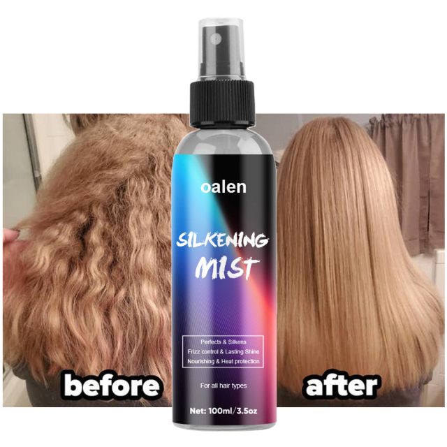 Hair Silk Mist Spray Customized Silk Mist Soft Smooth Heat Protectant Silkening Mist,oalen cosmetics