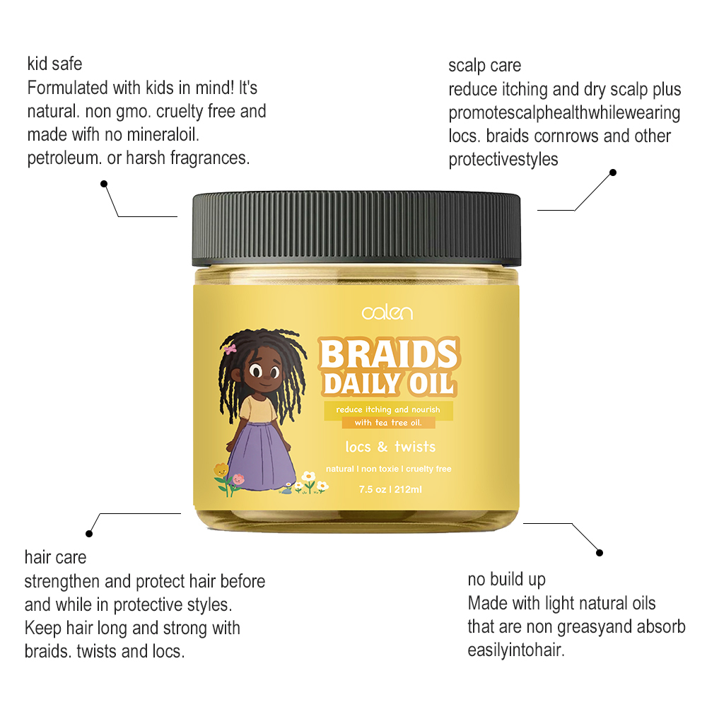 Hot Selling OEM ODM 100% Natural Kids Hair Oil for Curly, Natural, and Braided Styles,oalen cosmetics