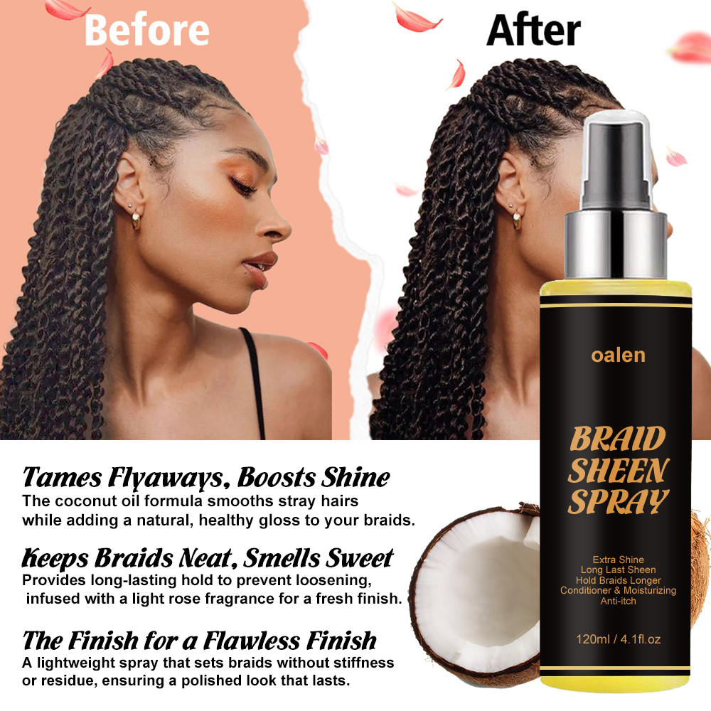 Braid Sheen Spray for Natural Hair Long-Lasting Shine Frizz Control Shine Moisturize Protect for All Hair Types,MY SHOP