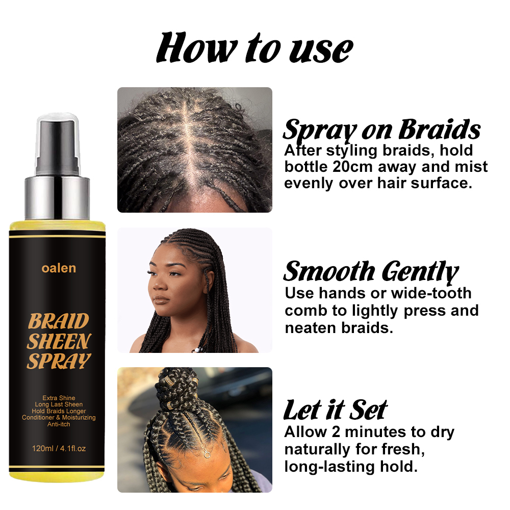 Braid Sheen Spray for Natural Hair Long-Lasting Shine Frizz Control Shine Moisturize Protect for All Hair Types,MY SHOP