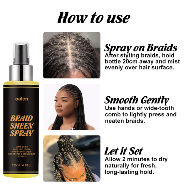 Braid Sheen Spray for Natural Hair Long-Lasting Shine Frizz Control Shine Moisturize Protect for All Hair Types,MY SHOP