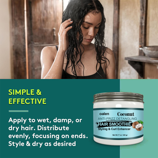 Factory Custom Design Natural Coconut Curl Enhancing Curling Styling Cream for Curl Detangle Hair,oalen cosmetics