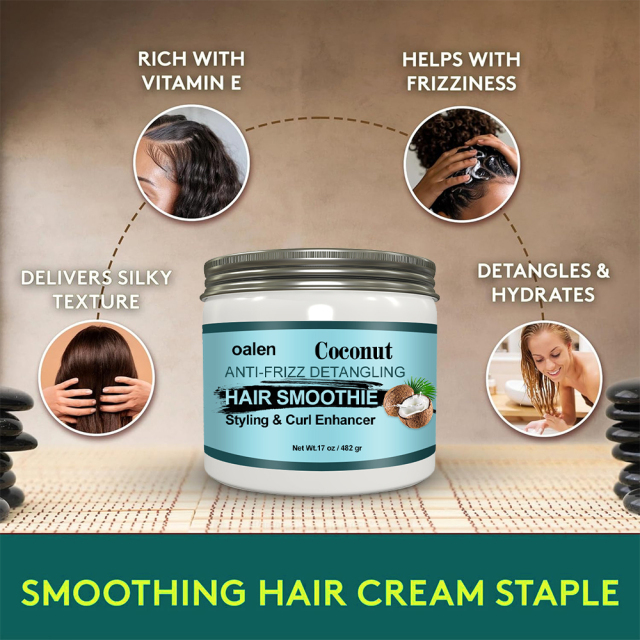 Factory Custom Design Natural Coconut Curl Enhancing Curling Styling Cream for Curl Detangle Hair,oalen cosmetics