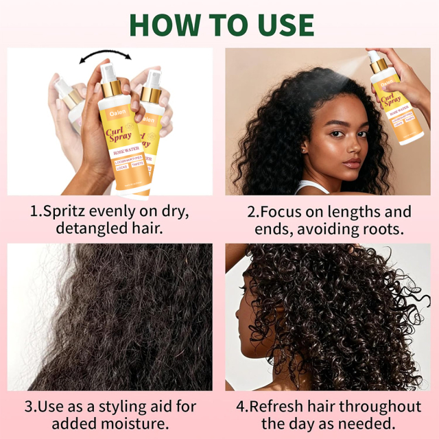 Customized Curly Hair Care Spray Hair Salon Rose Ingredients Refreshing Spray Products for Curly Hair,MY SHOP