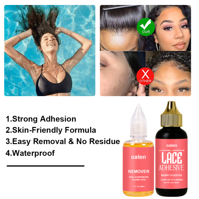Custom Logo Styling Curl Mousse Scented Clear Lace Wig Glue Waterproof Hair Extensions Tools and Lace Glue Wig Adhesive,oalen cosmetics