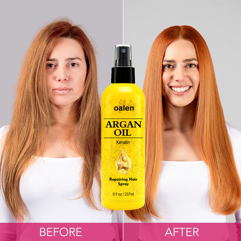 Luxfume Custom Private Label argan oil Silky Shine Spray Anti Frizz Hair Serum Oil Organic Repairing Hair Spray,oalen cosmetics